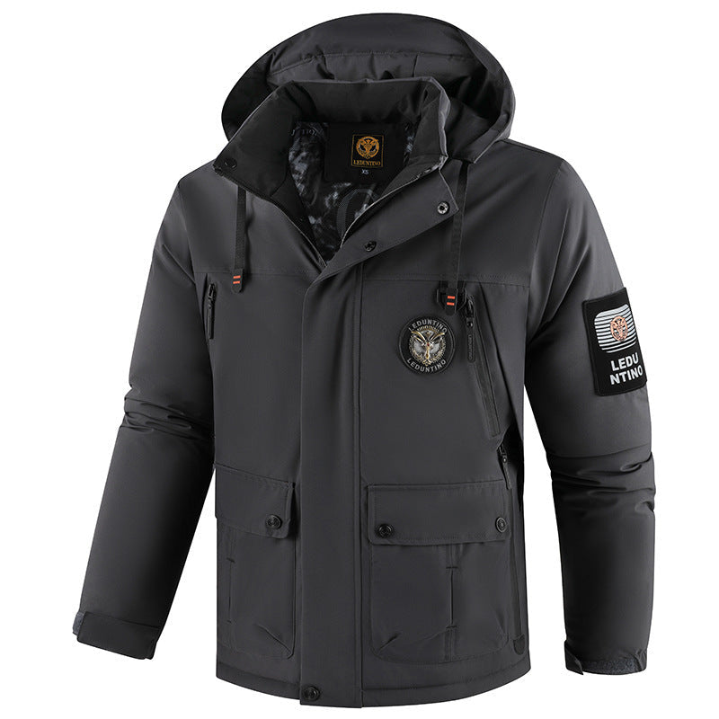 Parka softshell urbain pour hommes avec capuche amovible, fermeture éclair à deux sens cachée et doublure thermique respirante Echo Archiv