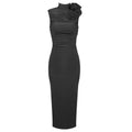 Robe de soirée ajustée pour femmes avec col asymétrique et appliqué floral Heidi-Mode