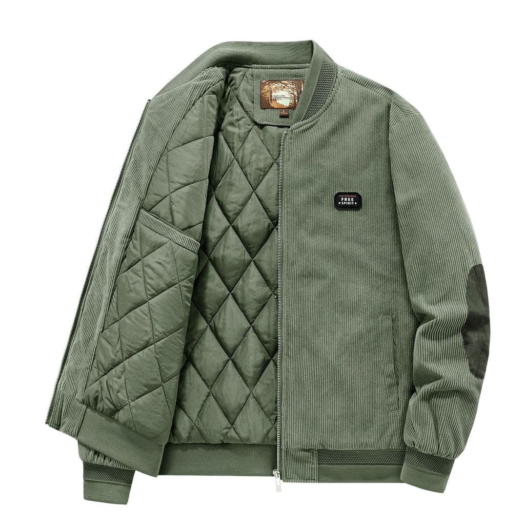 Veste bomber en velours côtelé matelassée pour hommes avec doublure matelassée et bords côtelés Echo Archiv