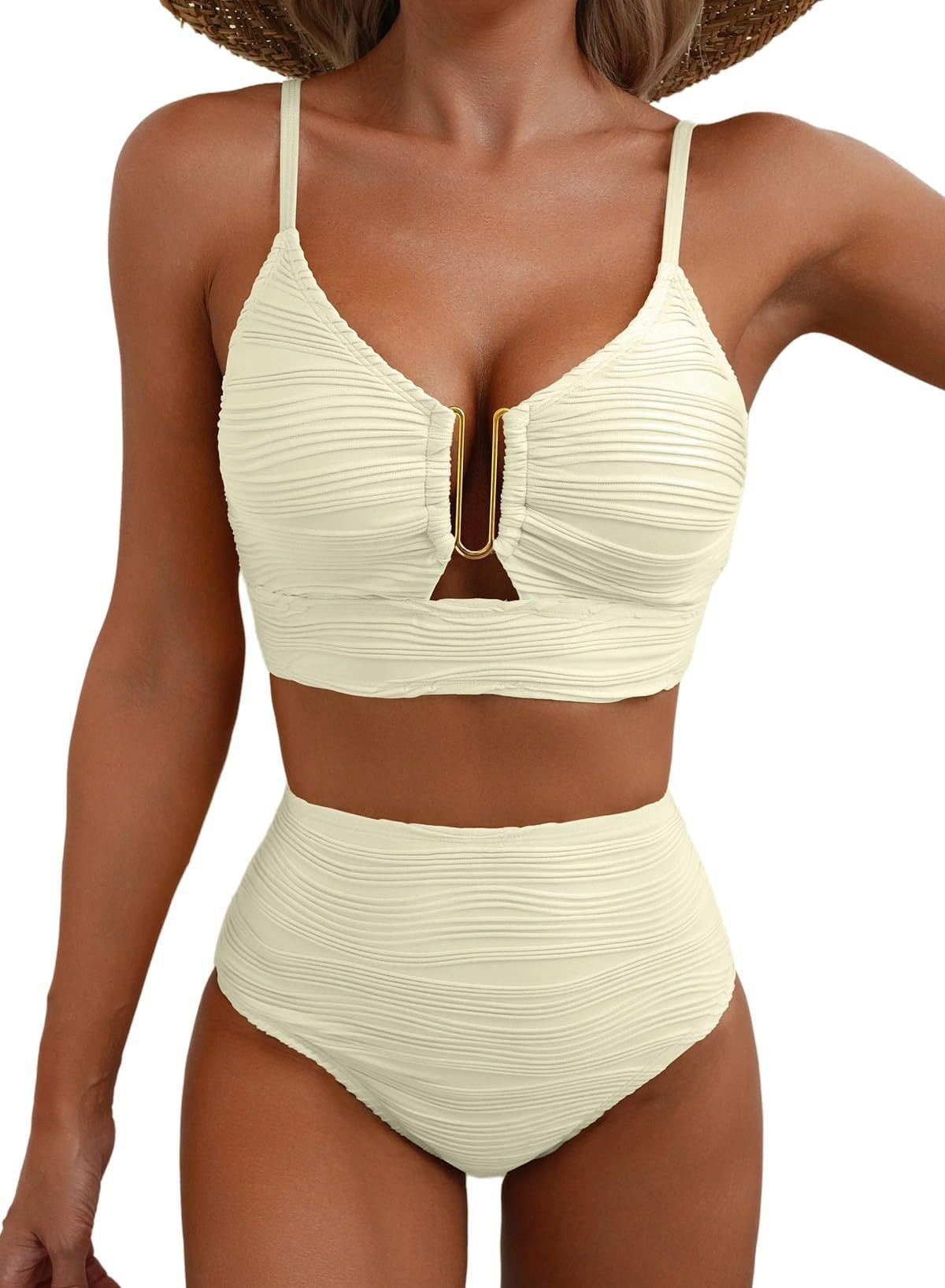 Bikini Femme Taille Haute avec Fronces R&B