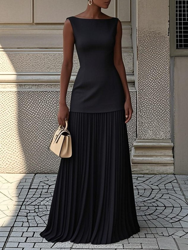 Celeste | Robe maxi plissée