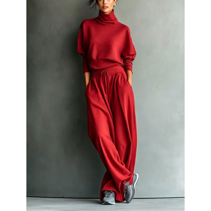 Ensemble de Loungewear à col roulé pour femmes avec haut oversize et pantalon à taille élastique Echoarchiv