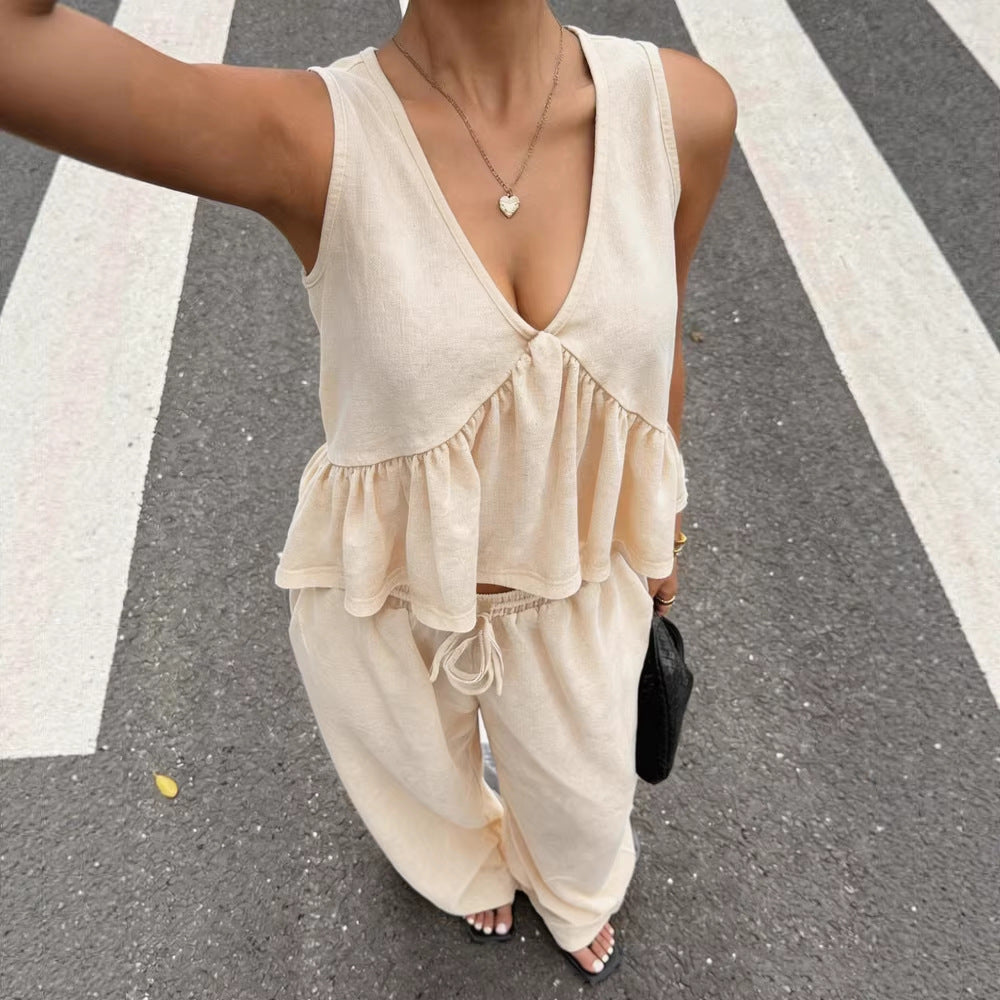 Haut décontracté pour femmes avec coupe ample et pantalon léger R&B