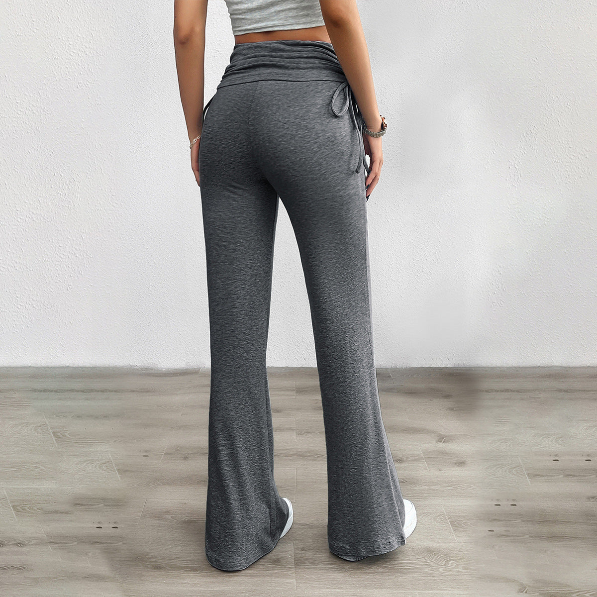 Pantalon Palazzo-Lounge pour femmes en jersey doux avec ceinture repliée, cordons latéraux et jambe évasée Echo Archiv