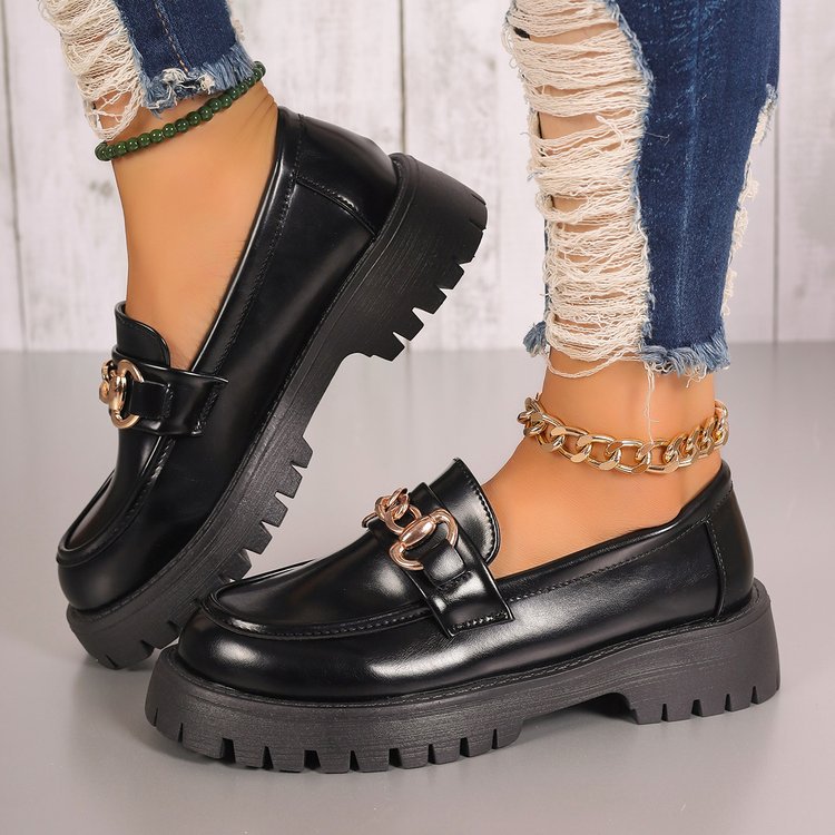 Mocassins pour femmes avec accent chaîne tendance et plateau robuste R&B