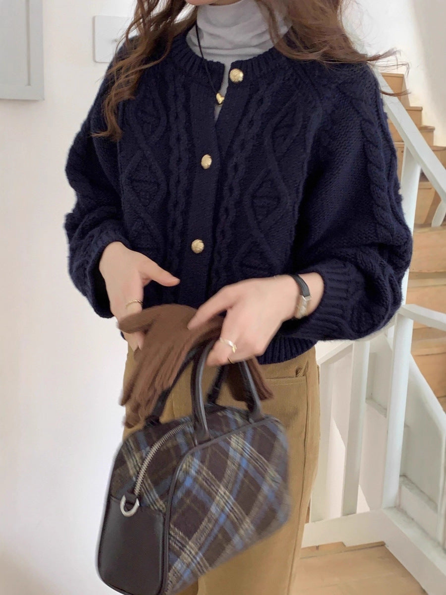 Cardigan pour femmes avec col rond et manches longues