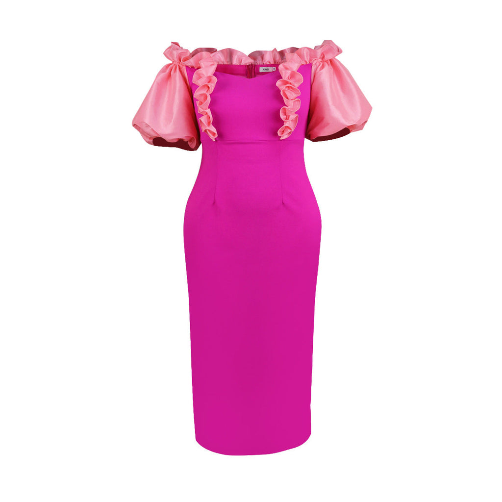 Robe longue femme avec des volants volumineux R&B