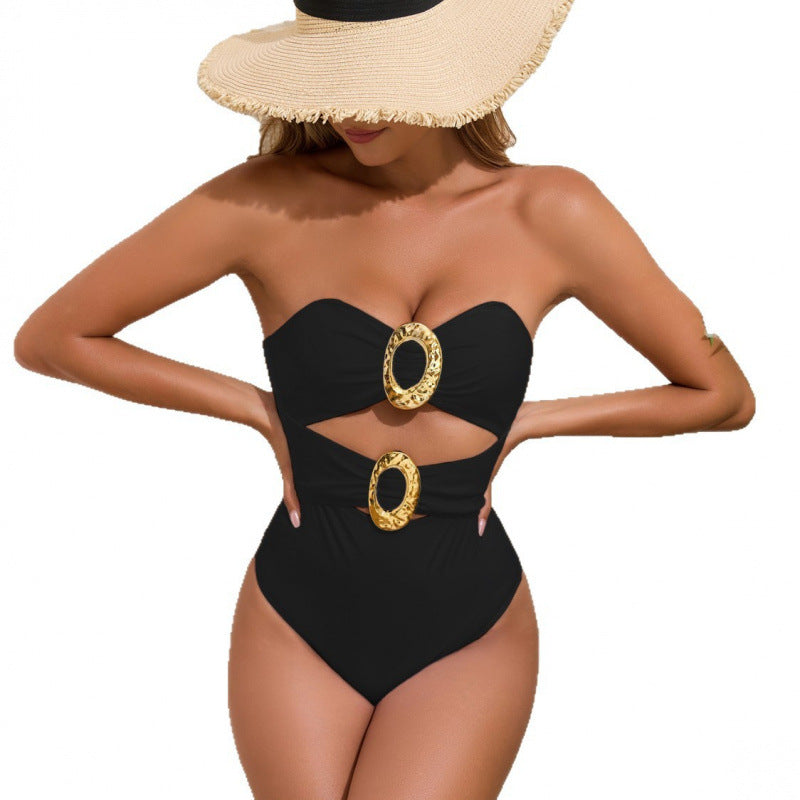 Monokini Élégant pour Femmes avec Découpe Décorative et Accents Dorés Echo Archiv