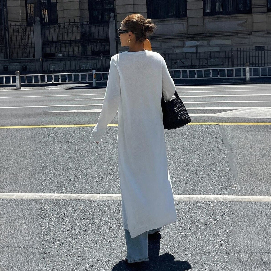 Tunique-pull long en maille fine pour dames avec fente latérale haute Echoarchiv