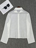 Blouse Femme Transparente en Look Lin avec Col Kent Echoarchiv