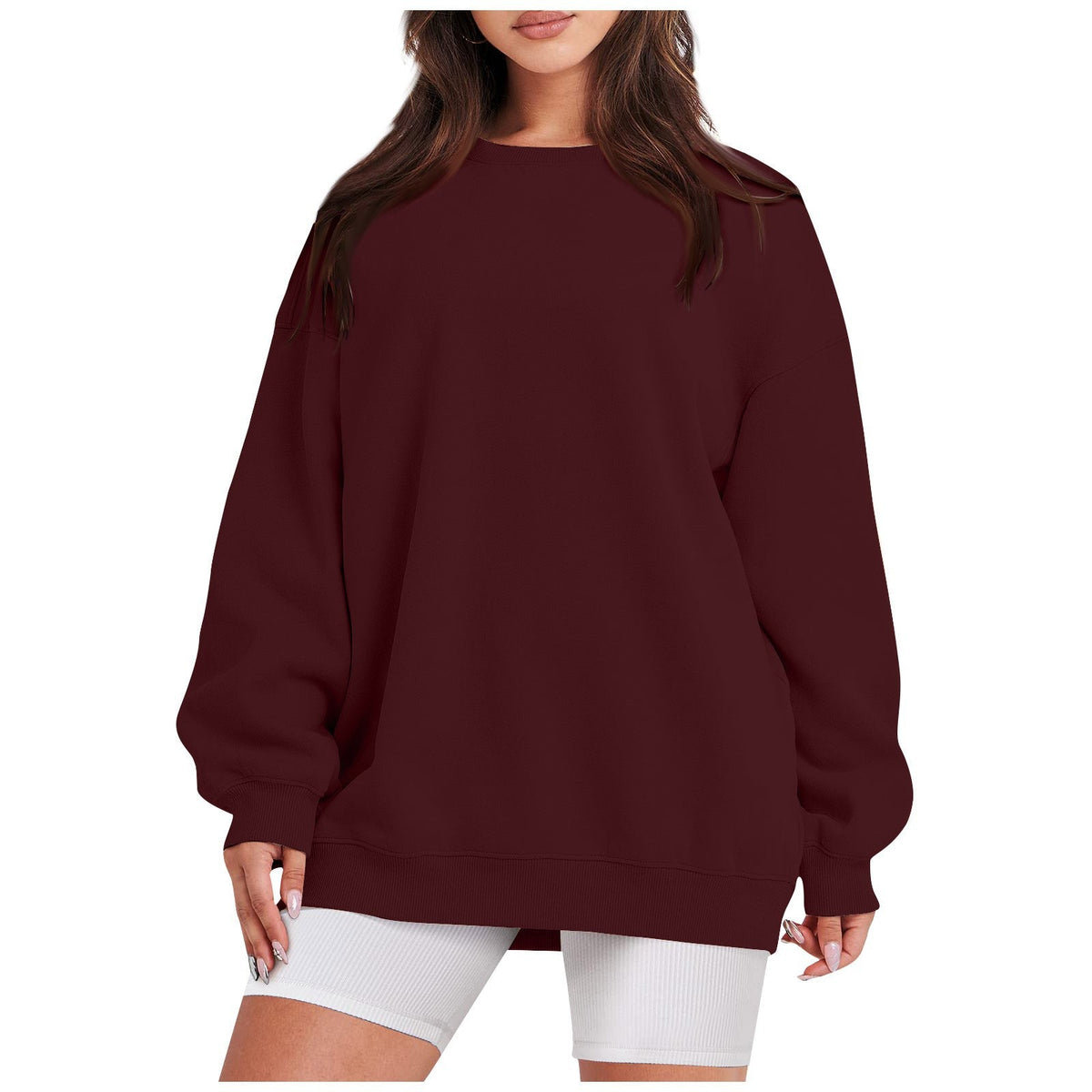 Sweatshirt longline pour femmes avec ourlet côtelé, manches raglan et intérieur gratté Echo Archiv