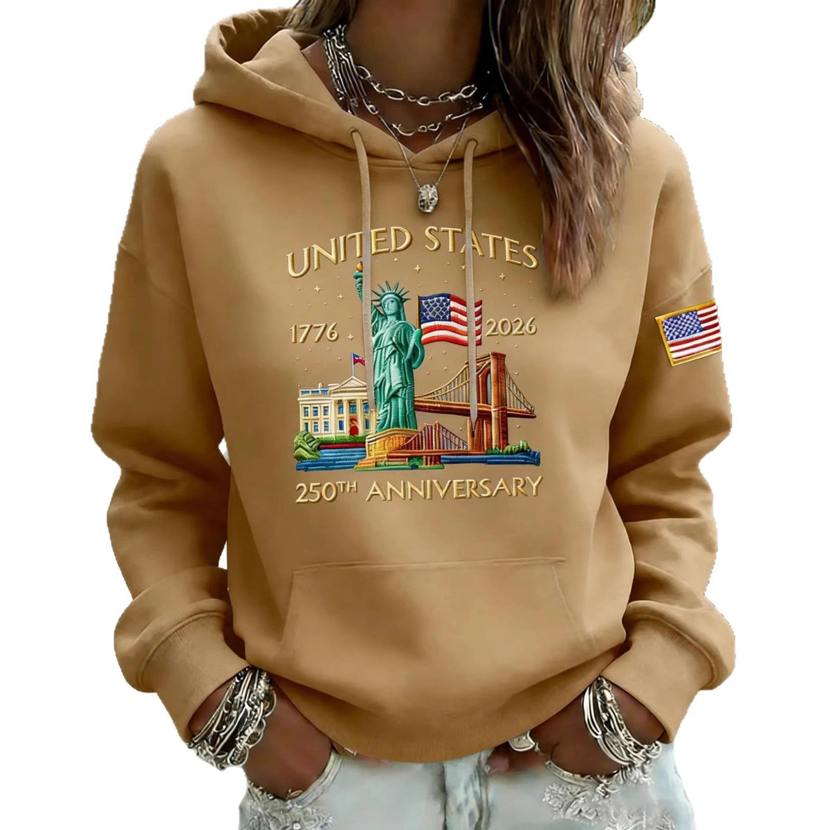 Sweat à capuche créatif pour dames avec un motif statuesque unique Echoarchiv
