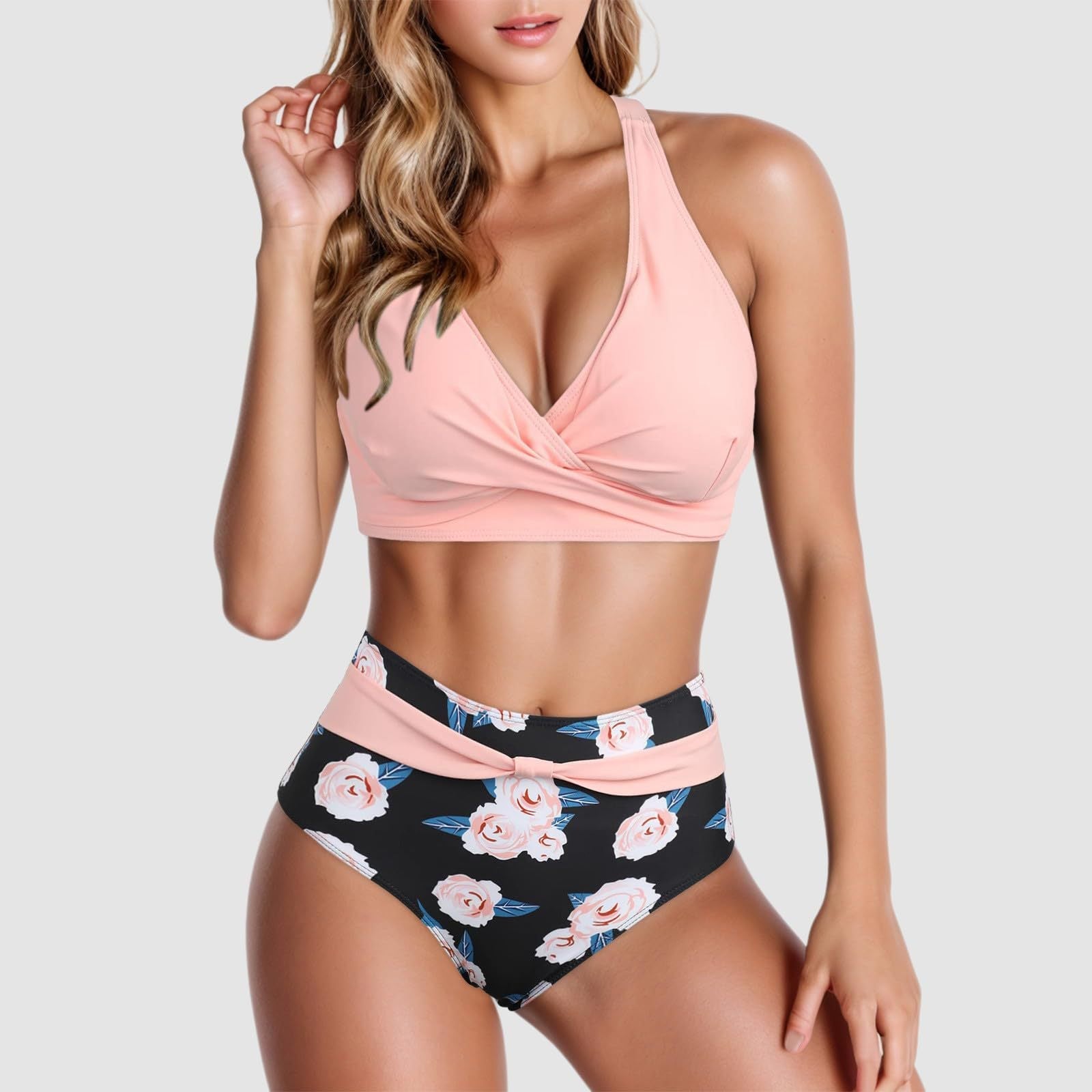 Bikini taille haute tendance pour femmes avec fronces R&B