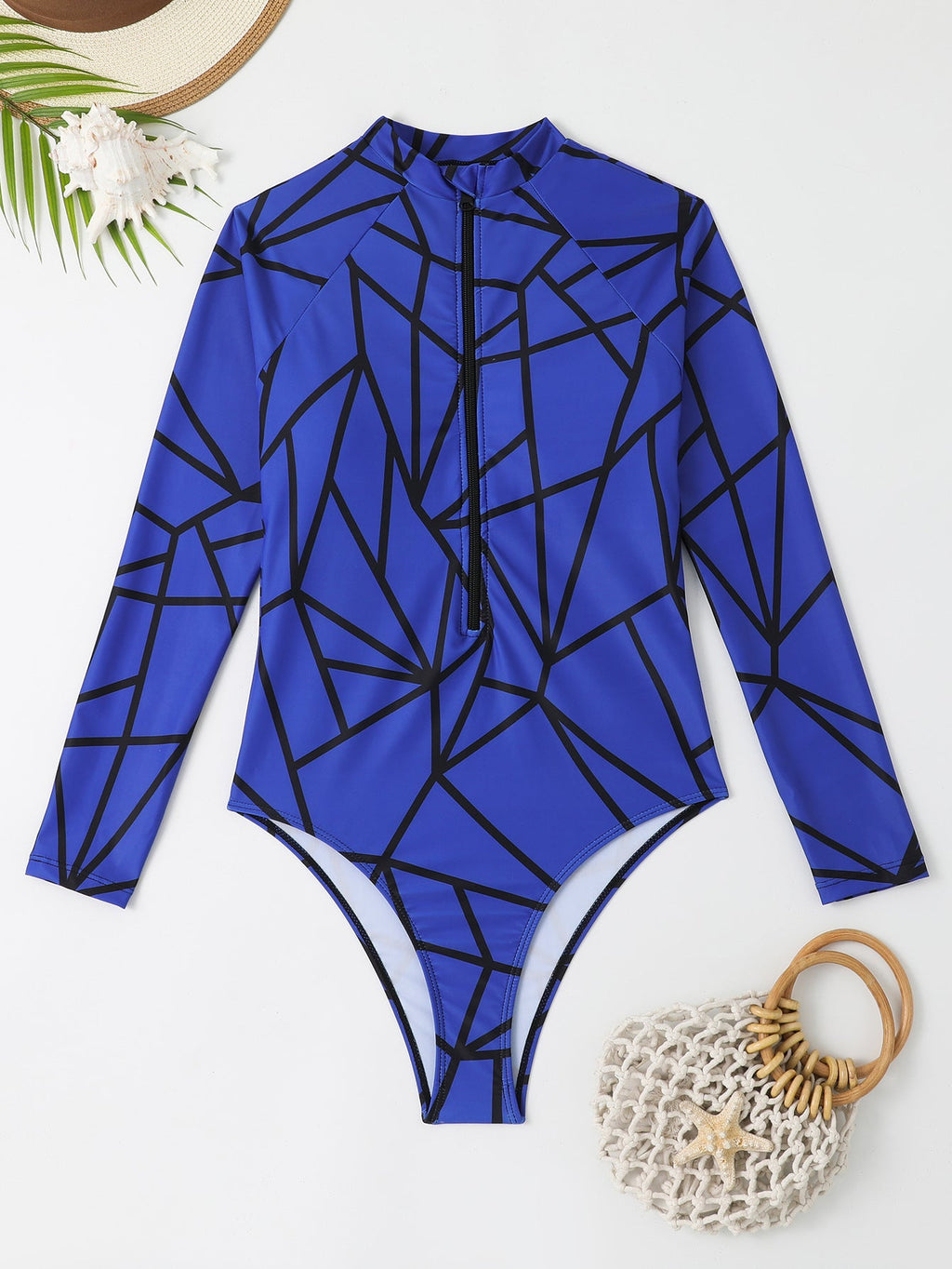Maillot de bain à manches longues pour femmes avec motif géométrique Echo Archiv