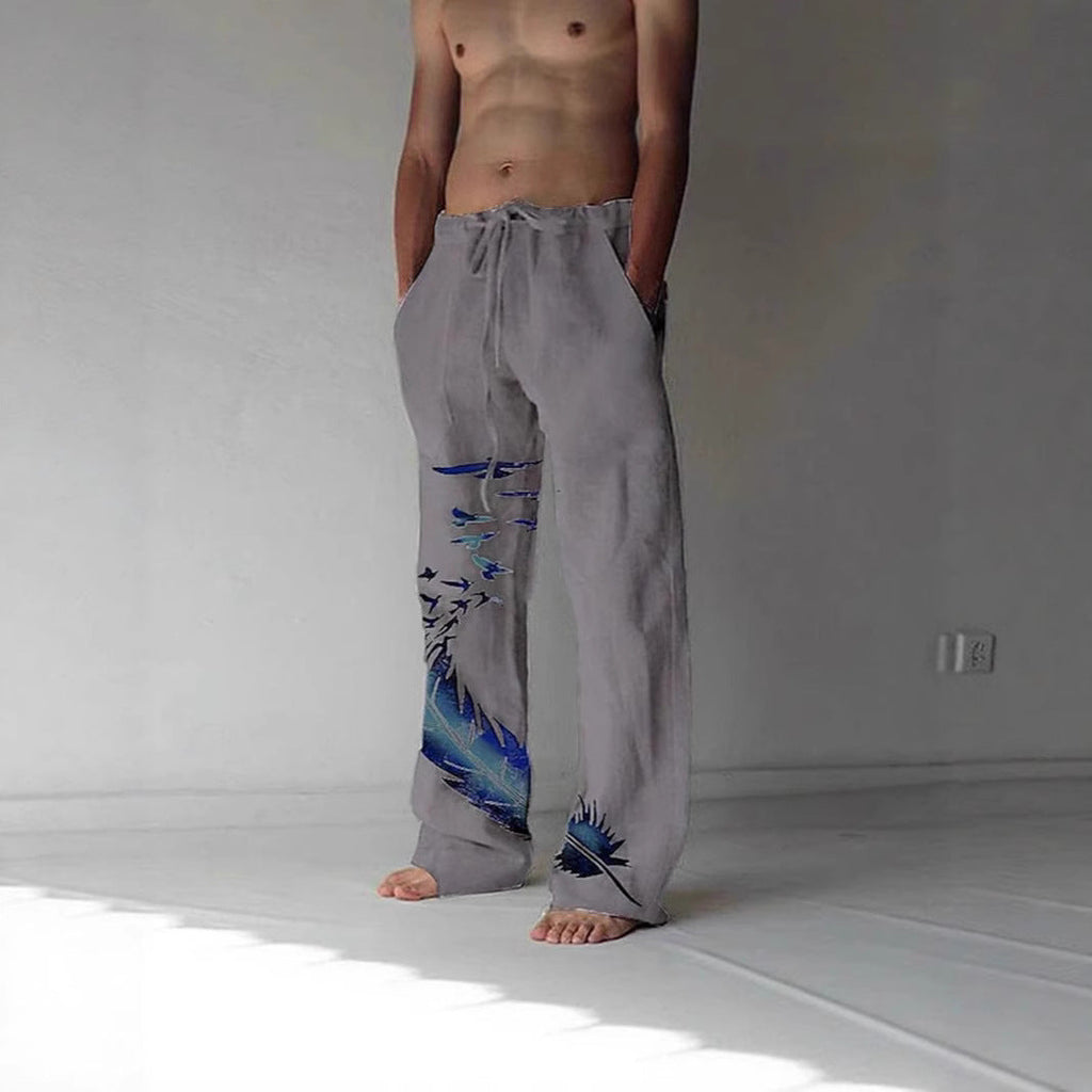Pantalon d'été confortable pour femmes avec un design unique de plumes Echoarchiv