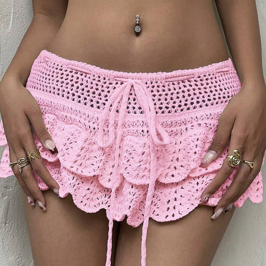 Jupe d'été asymétrique en crochet pour femmes R&B