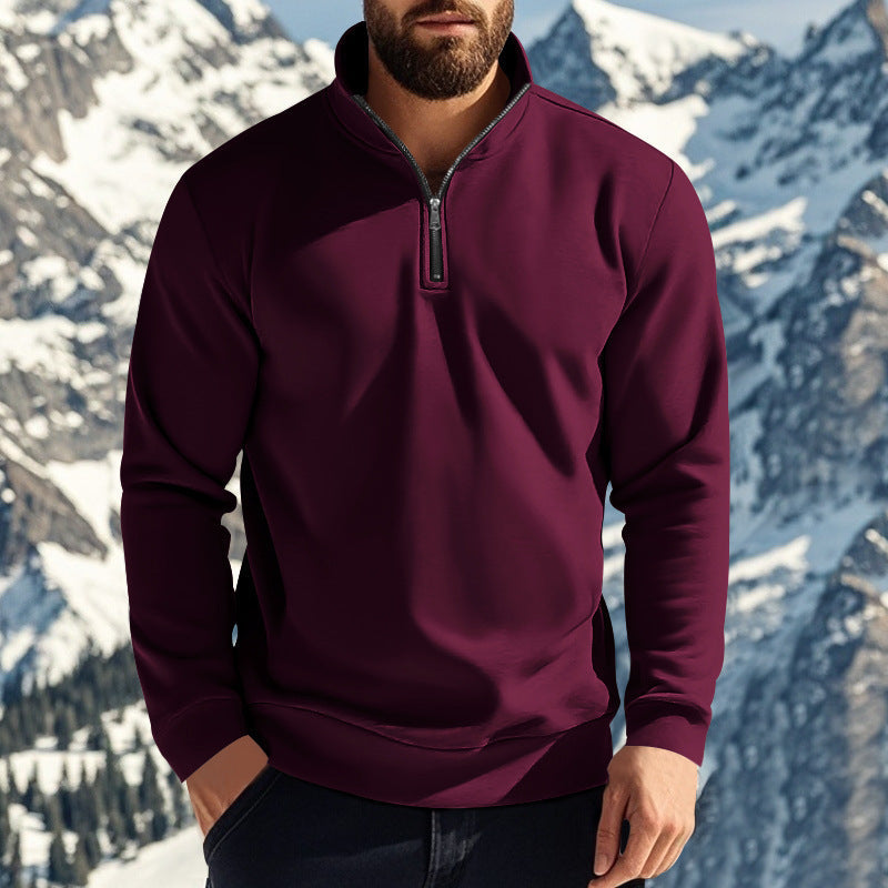 Sweat-shirt homme confortable à demi-zip avec col montant, intérieur légèrement gratté et ourlet côtelé Echo Archiv