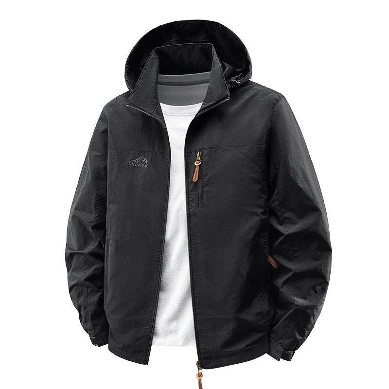 Veste unisexe légère et imperméable pour le plein air avec capuche et poches zippées étanches Echo Archiv