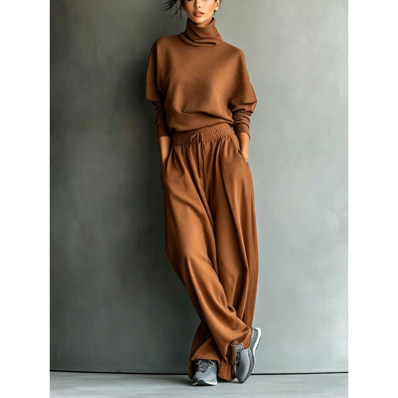 Ensemble de Loungewear à col roulé pour femmes avec haut oversize et pantalon à taille élastique Echoarchiv