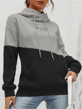 Sweat à capuche pour femmes avec colorblock, poche kangourou et coupe oversize Echoarchiv