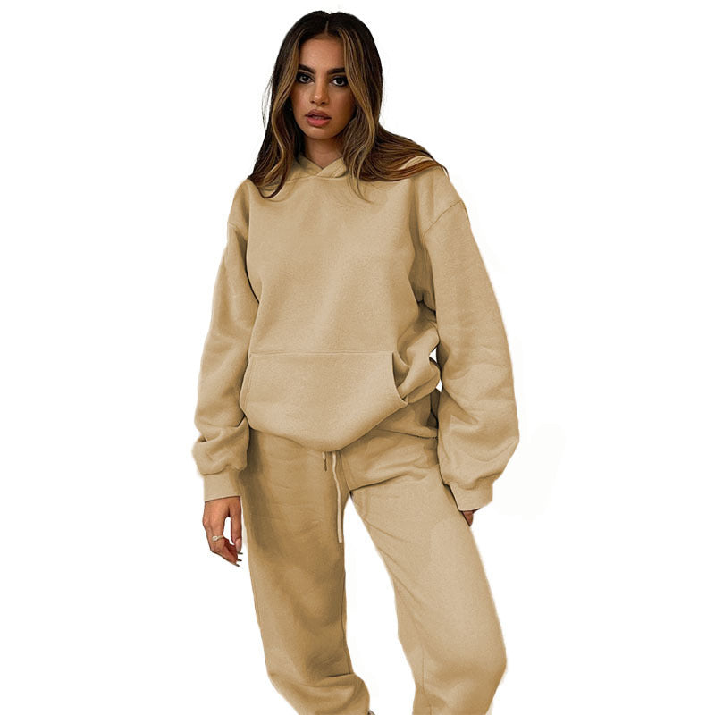 Ensemble de loungewear oversize décontracté pour femmes avec hoodie doublé en polaire et jogging taille haute Echo Archiv