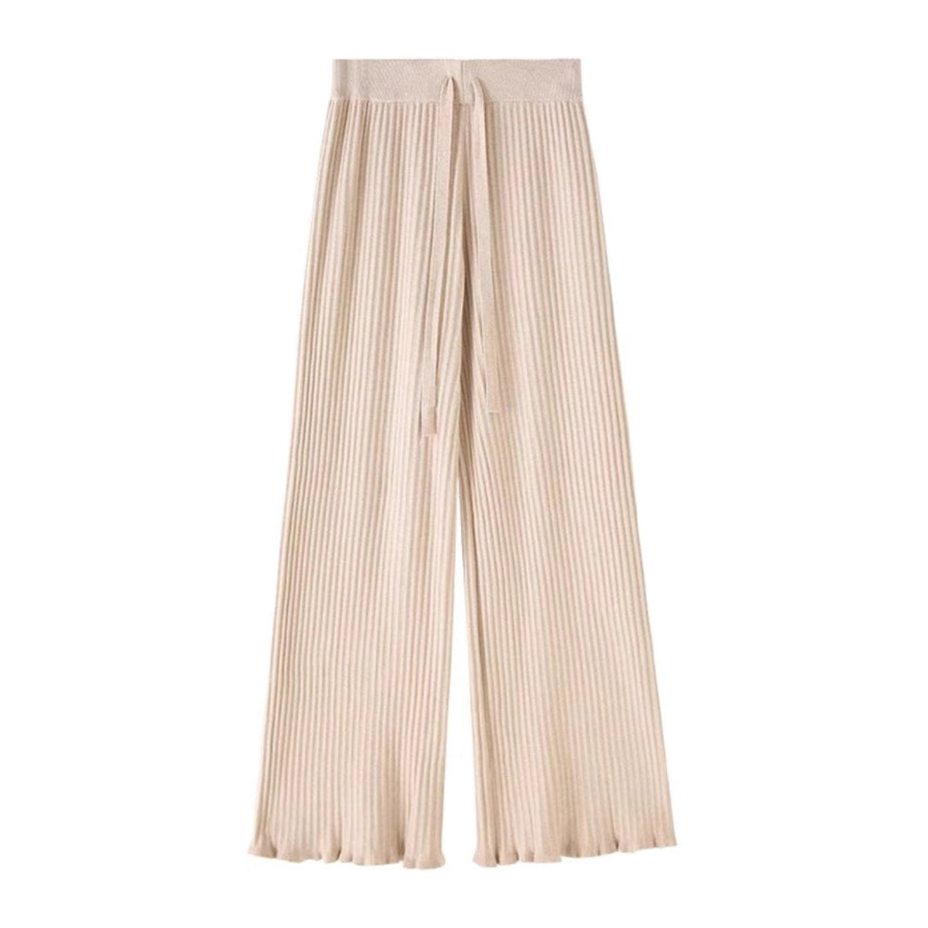 Pantalon large en tricot côtelé pour femmes