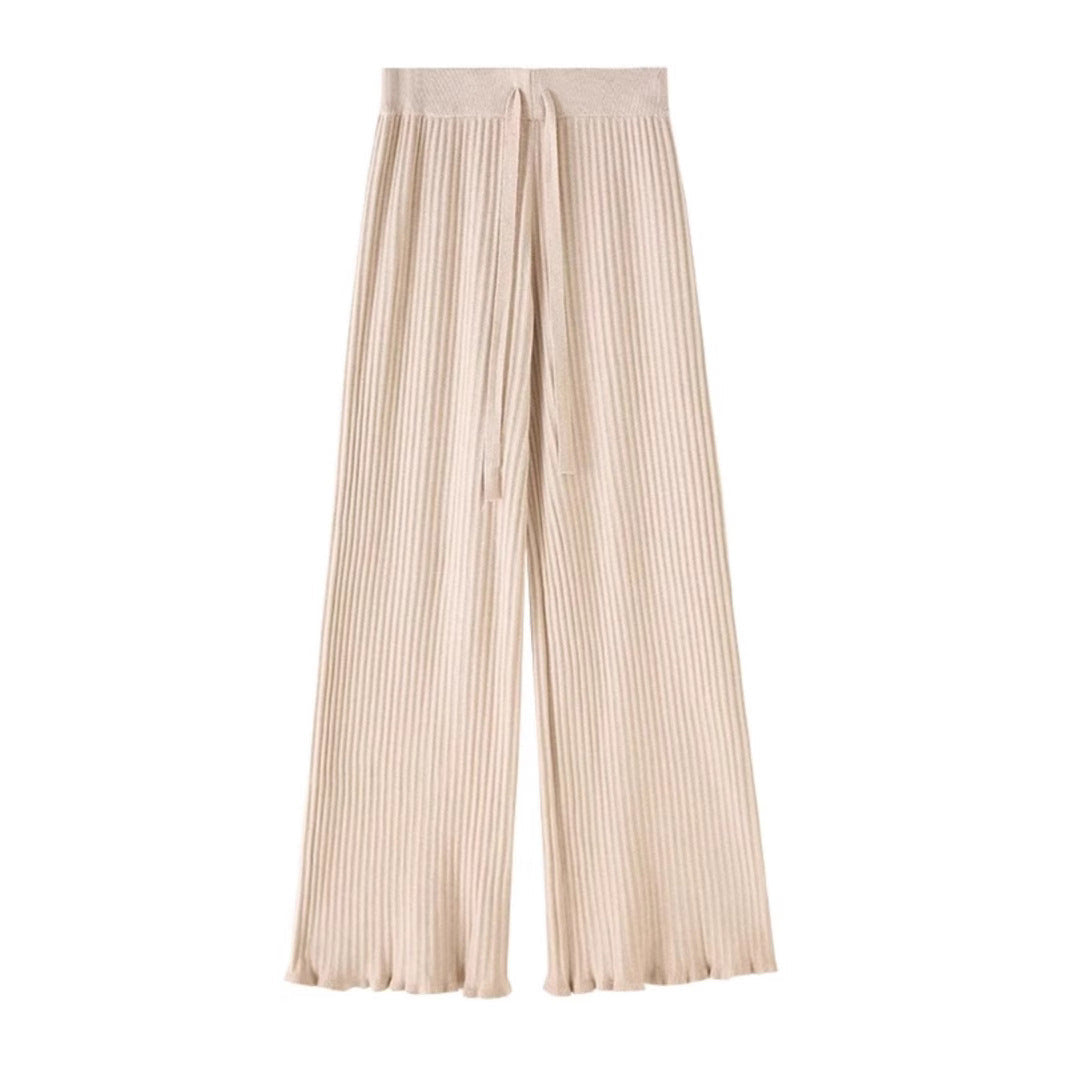 Pantalon large en tricot côtelé pour femmes
