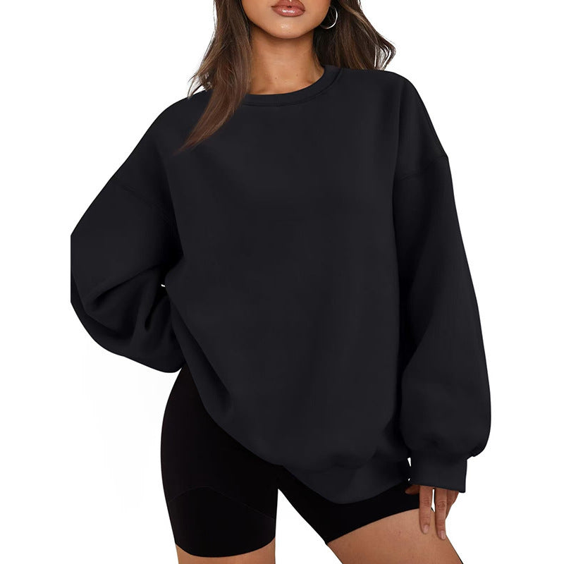 Sweatshirt oversized à col rond pour femmes avec épaules tombantes, doublure en polaire douce et bords côtelés Echo Archiv