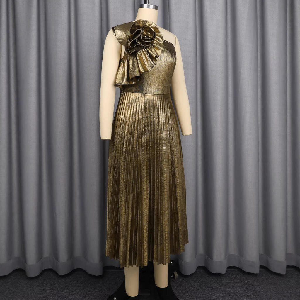 Robe de soirée glamour pour femmes avec design asymétrique et détail de volants décoratifs R&B