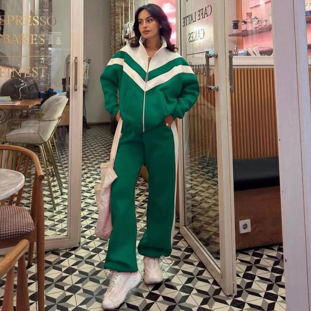 Ensemble de jogging deux pièces pour femmes avec bandes contrastées Echoarchiv