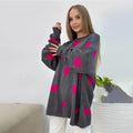 Pull en tricot oversize pour femmes avec motif en cœur, bords côtelés et silhouette ample Echoarchiv