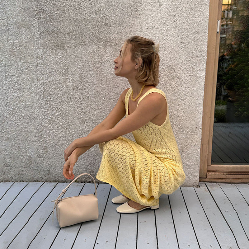 Robe maxi décontractée élégante pour femmes avec un motif tricot raffiné R&B