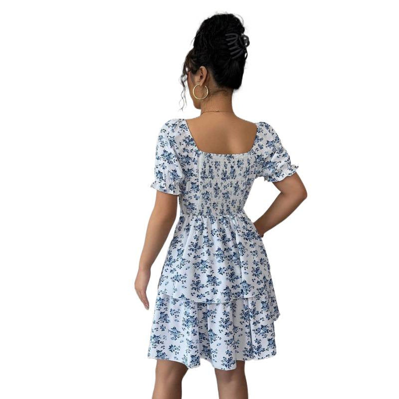 Robe fleurie pour femmes avec ourlet à volants et manches bouffantes Heidi-Mode
