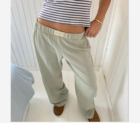 Pantalons de loisirs pour femmes, taille haute, longueur cheville, en mélange de coton doux avec taille élastique Echoarchiv