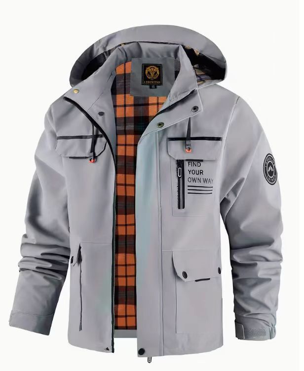 Parka Softshell urbaine pour hommes avec capuche, fermeture éclair à double sens dissimulée et poche sur le bras Echo Archiv