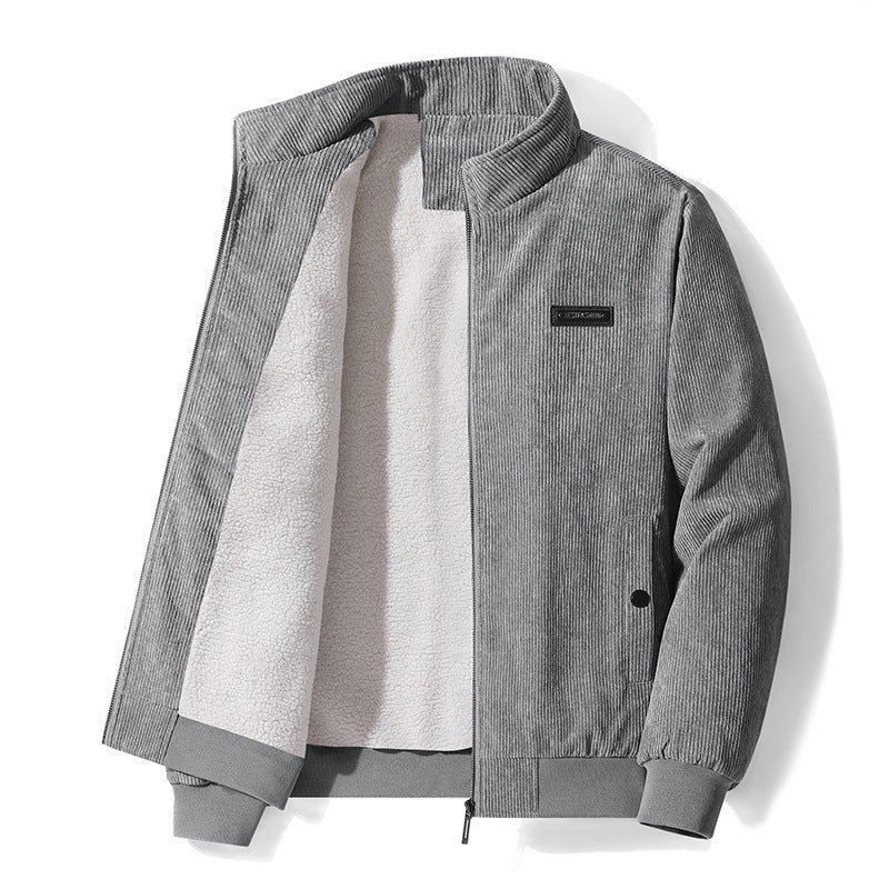 Veste en velours côtelé douce pour hommes avec doublure en polaire
