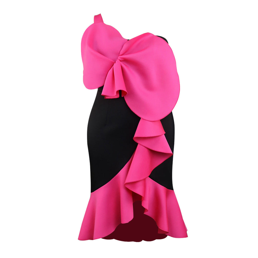 Robe de cocktail pour femmes avec application de nœud décoratif R&B