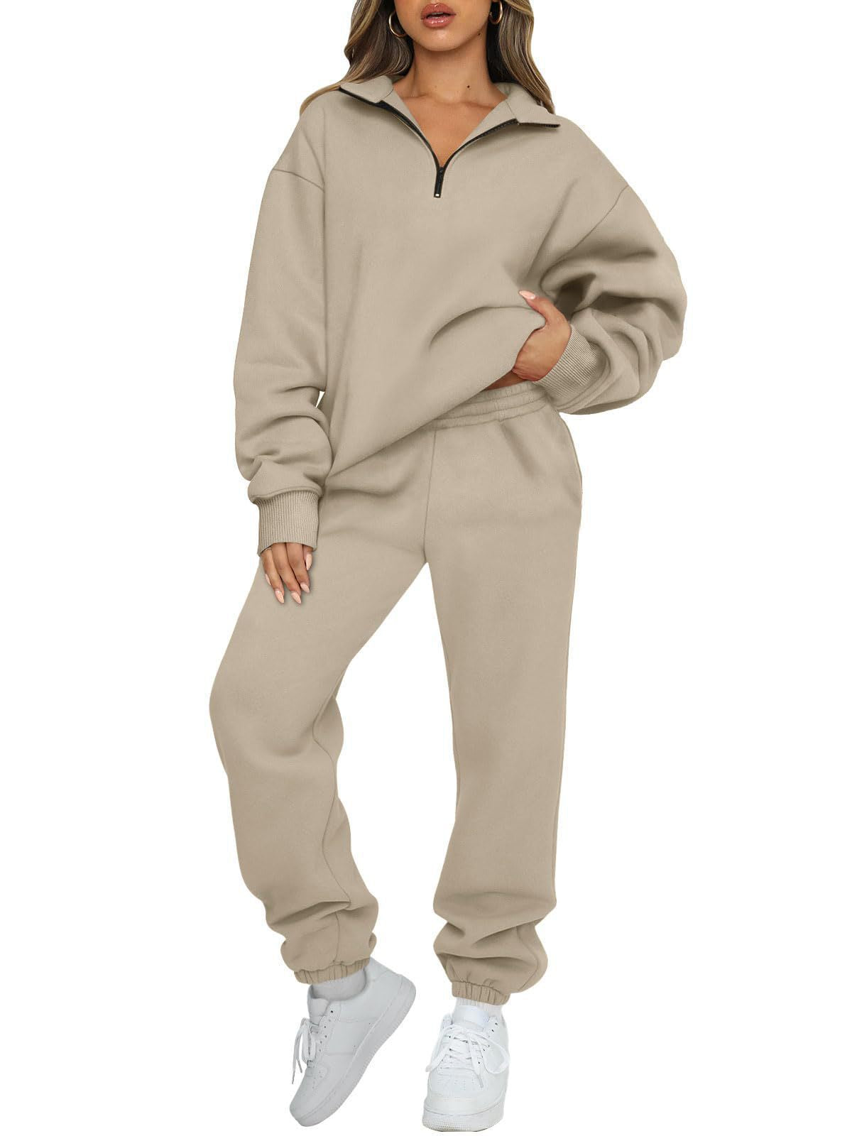 Ensemble lounge mi-zip pour femmes avec sweatshirt oversize et pantalon de jogging taille haute Echo Archiv