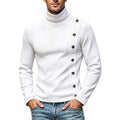 Pull à col roulé Slim-Fit pour hommes avec patte de boutonnage décorative asymétrique en maille côtelée Echoarchiv