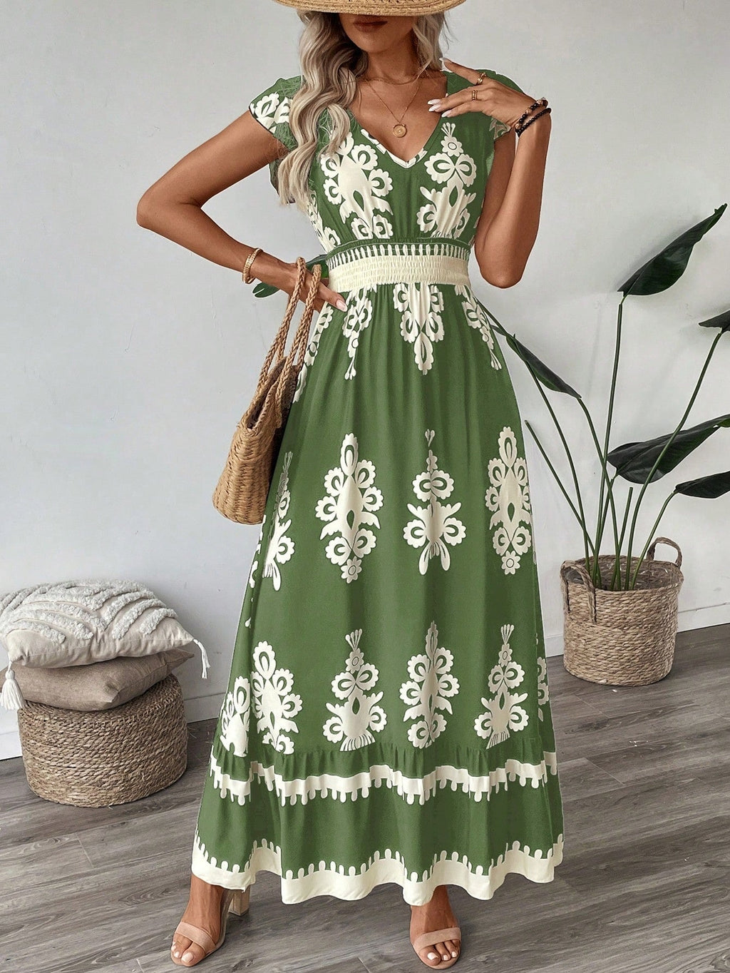 Robe maxi élégante pour femmes avec un fascinant imprimé R&B