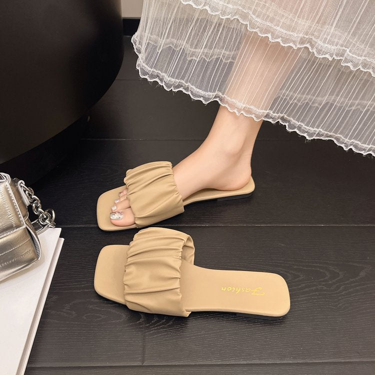 Sandales à lanières pour femmes avec un élégant ruché R&B