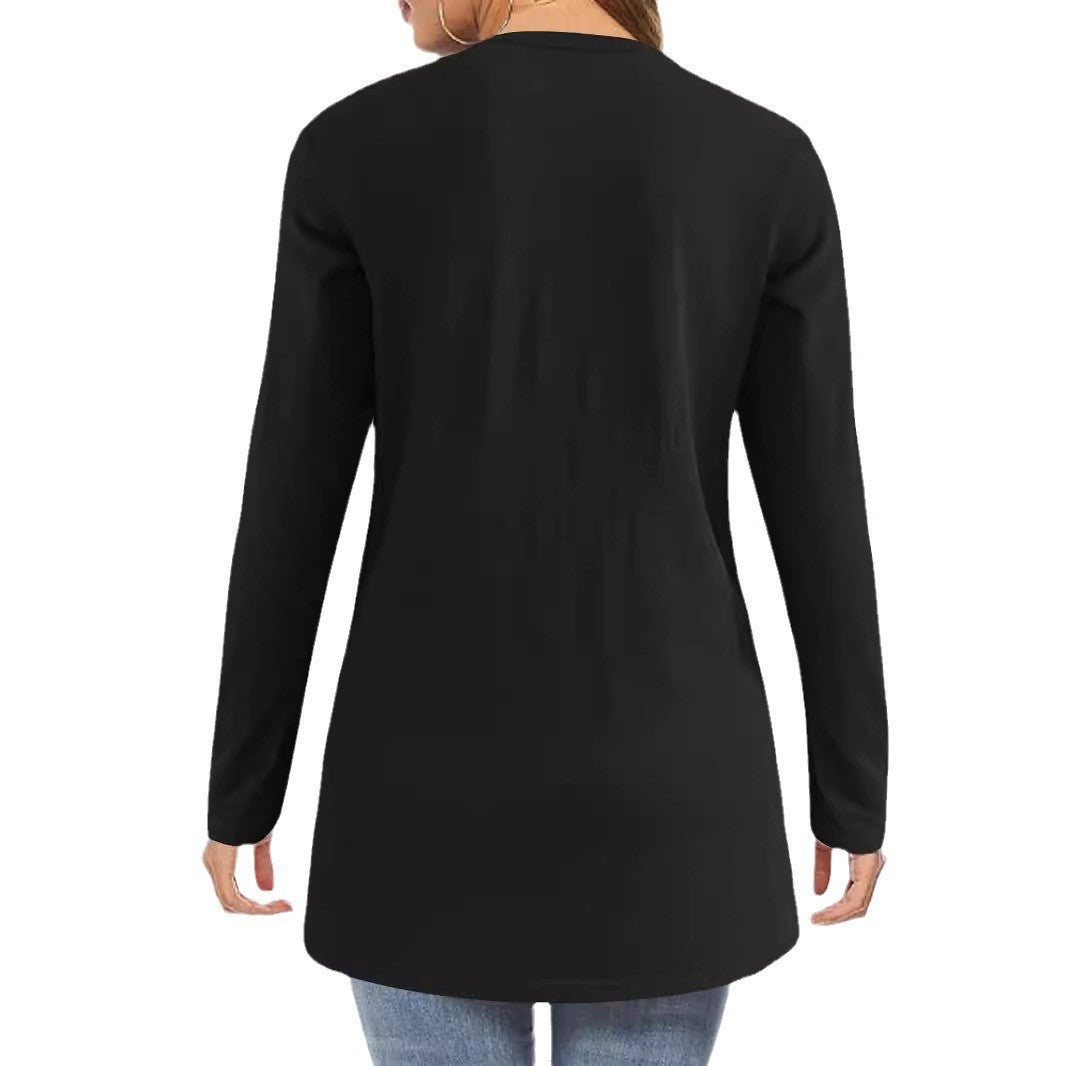 Cardigan Long Ouvert en Maille Fine pour Femme avec Poches et Décolleté en V Discret Echoarchiv