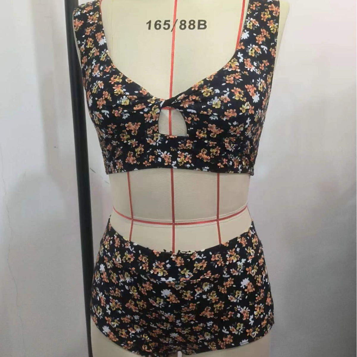 Ensemble de bikini taille haute pour femmes avec motif floral R&B