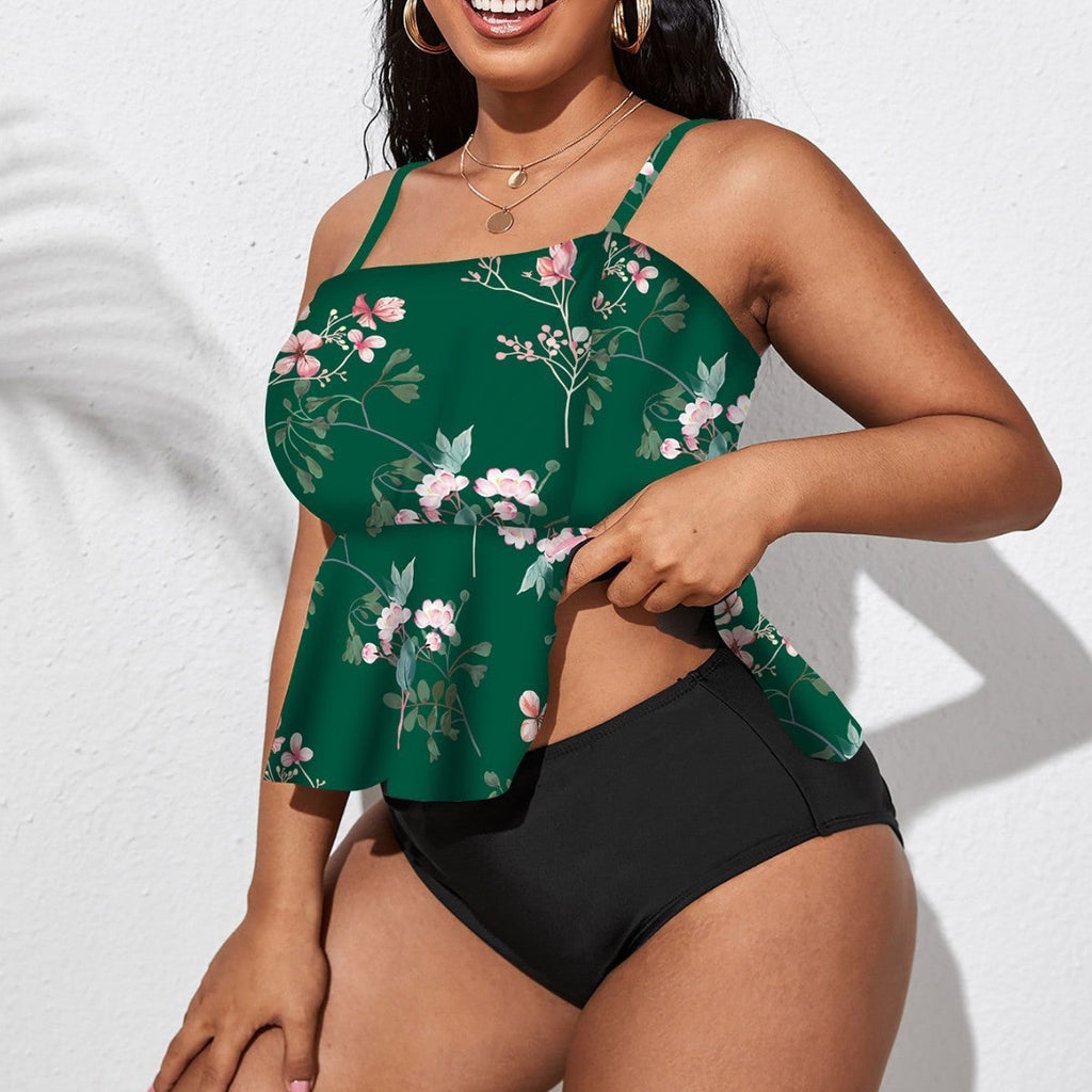 Tankini femme avec jupe flottante et design floral R&B