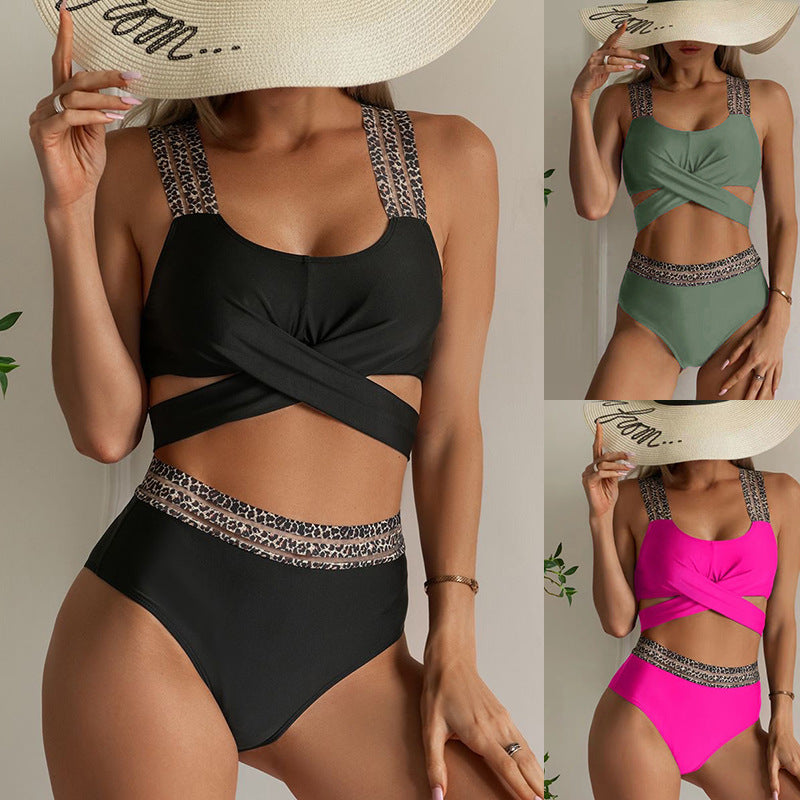 Ensemble de bikini taille haute pour femmes avec un design créatif de découpes Echo Archiv