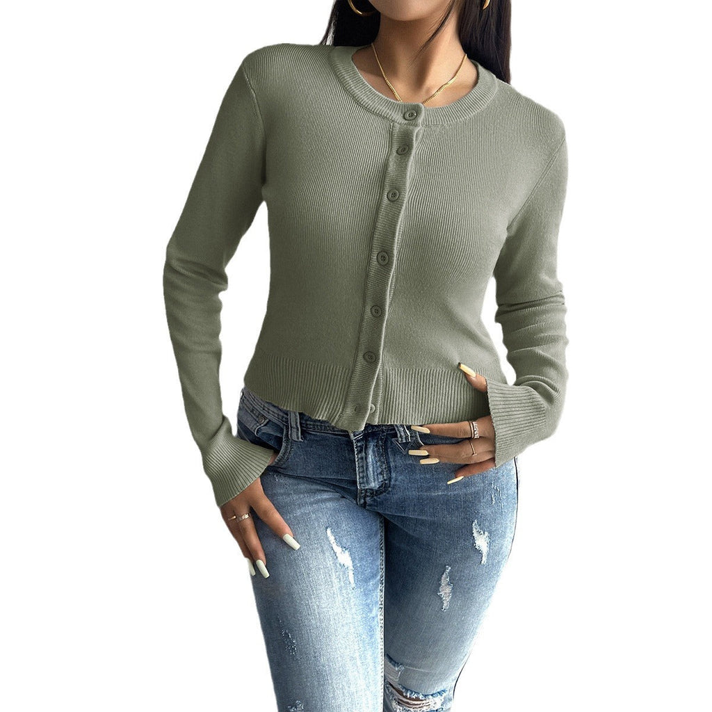 Cardigan fin ajusté pour femmes avec col rond et patte de boutons Echo Archiv