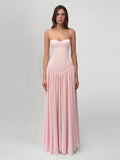 Robe de soirée bustier modelante pour femmes avec construction de corsage préformée et jupe en chiffon évasée R&B