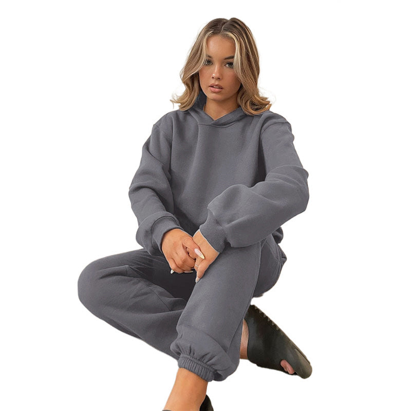 Ensemble de loungewear oversize décontracté pour femmes avec hoodie doublé en polaire et jogging taille haute Echo Archiv
