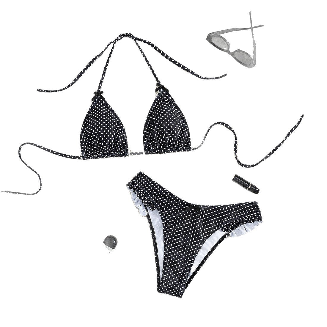 Ensemble de bikini triangle pour femmes avec des pois ludiques R&B