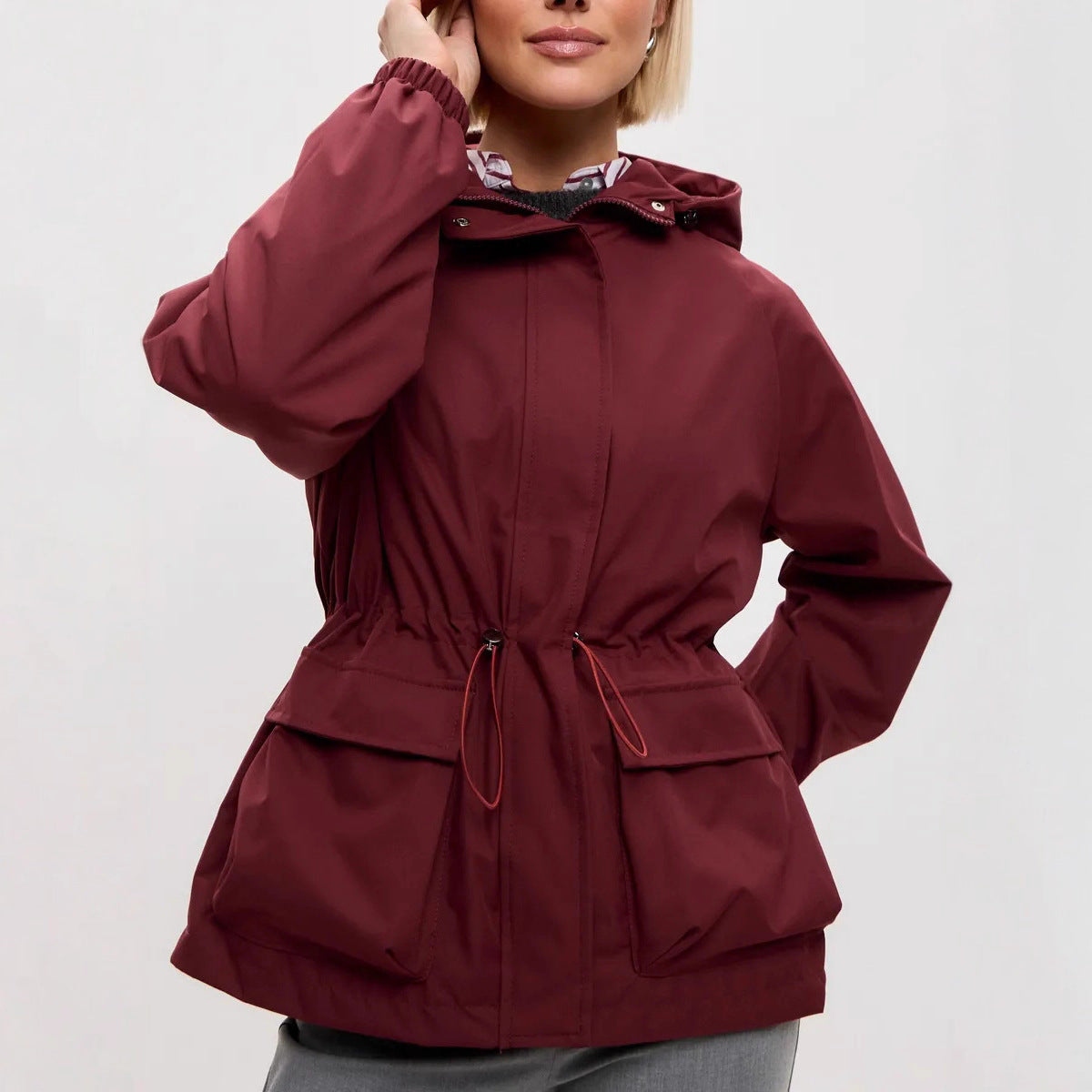Parka imperméable pour femmes avec capuche, taille cintrée à cordon et poches XXL Echo Archiv